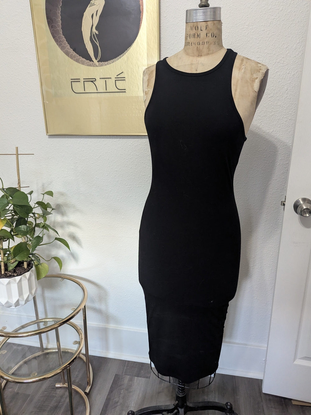 Forever 21 Black Sleeveless Midi Bodycon Dress Medium
